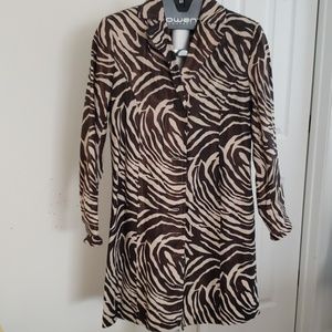NWOT Pamela McCoy Linen Zebra Print Duster